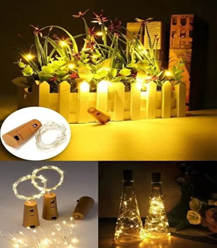 Mantar Tıpa Led Günışığı 2mt Led Işık Piller Dahil