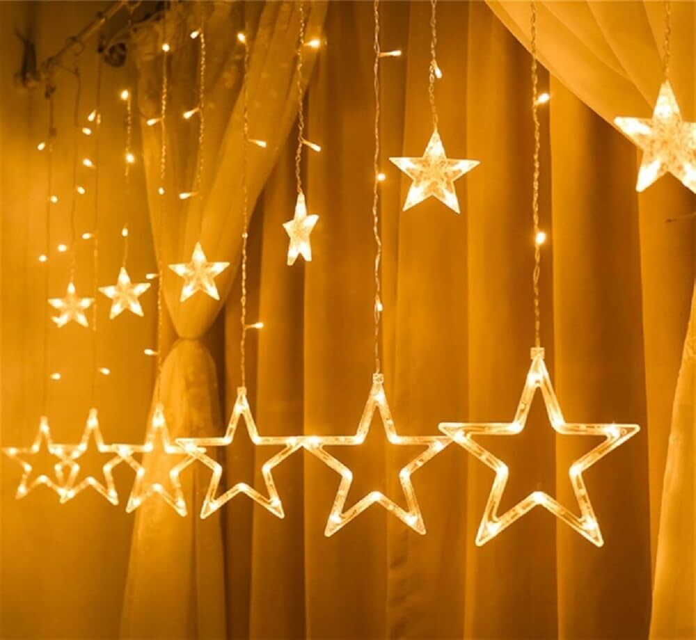 138 Ledli Yıldız Perde Led Işık 3 M Yılbaşı Işığı Led