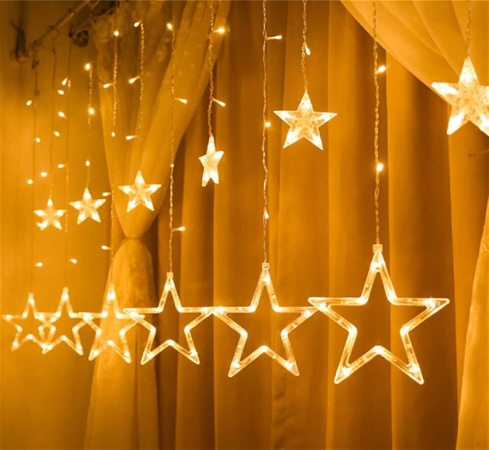 138 Ledli Yıldız Perde Led Işık 3 M Yılbaşı Işığı Led