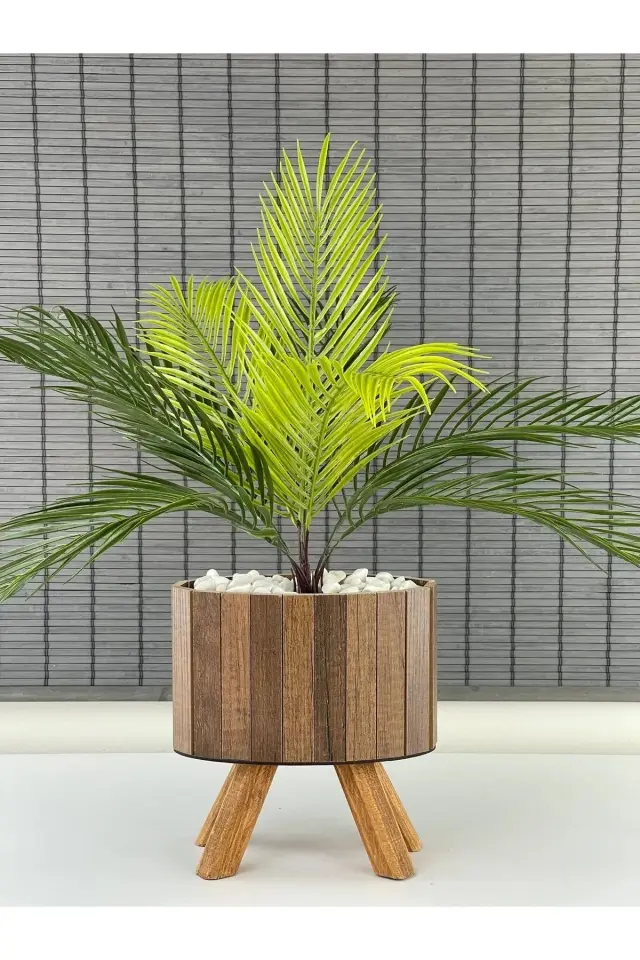 Yapay Çiçek Palmiye Areka Yapay Bitki Salon Çiçeği 9 Yaprak 50cm Saksı Dahi Değildir