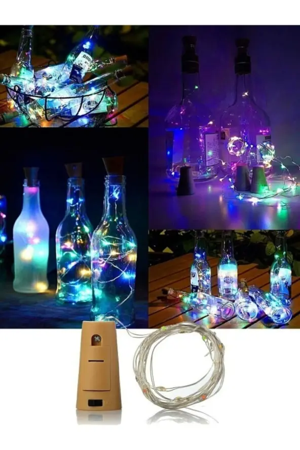 Mantar Tıpa Led Rgb 3mt Led Işık Piller Dahil