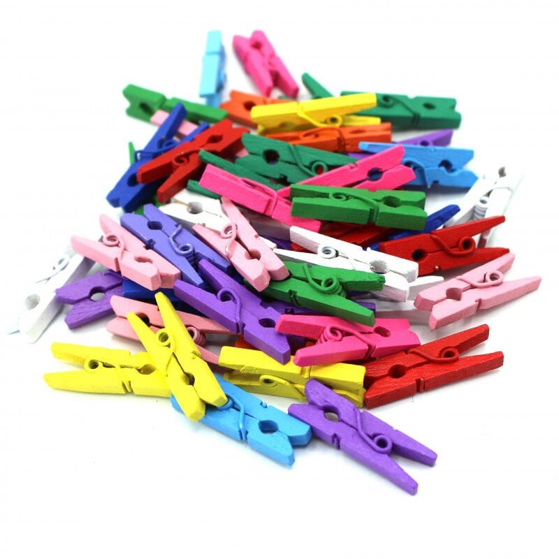 100 Adet Mini Mandal Minik Mandal Dekoratif Süsleme Renkli Mini Ahşap Mandal