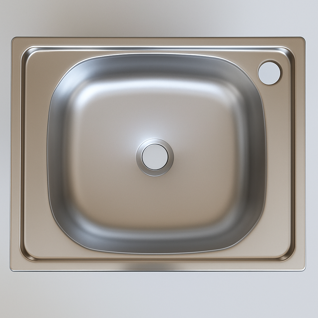 SİNKON 40x50 tezgah Üstü Krom Mutfak Evye Sağ Delikli Küçük Sifonlu