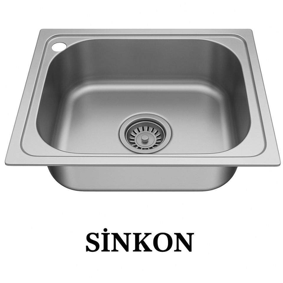 SİNKON Paslanmaz Tezgah Üstü Krom Evye 40X50 Sol Delikli