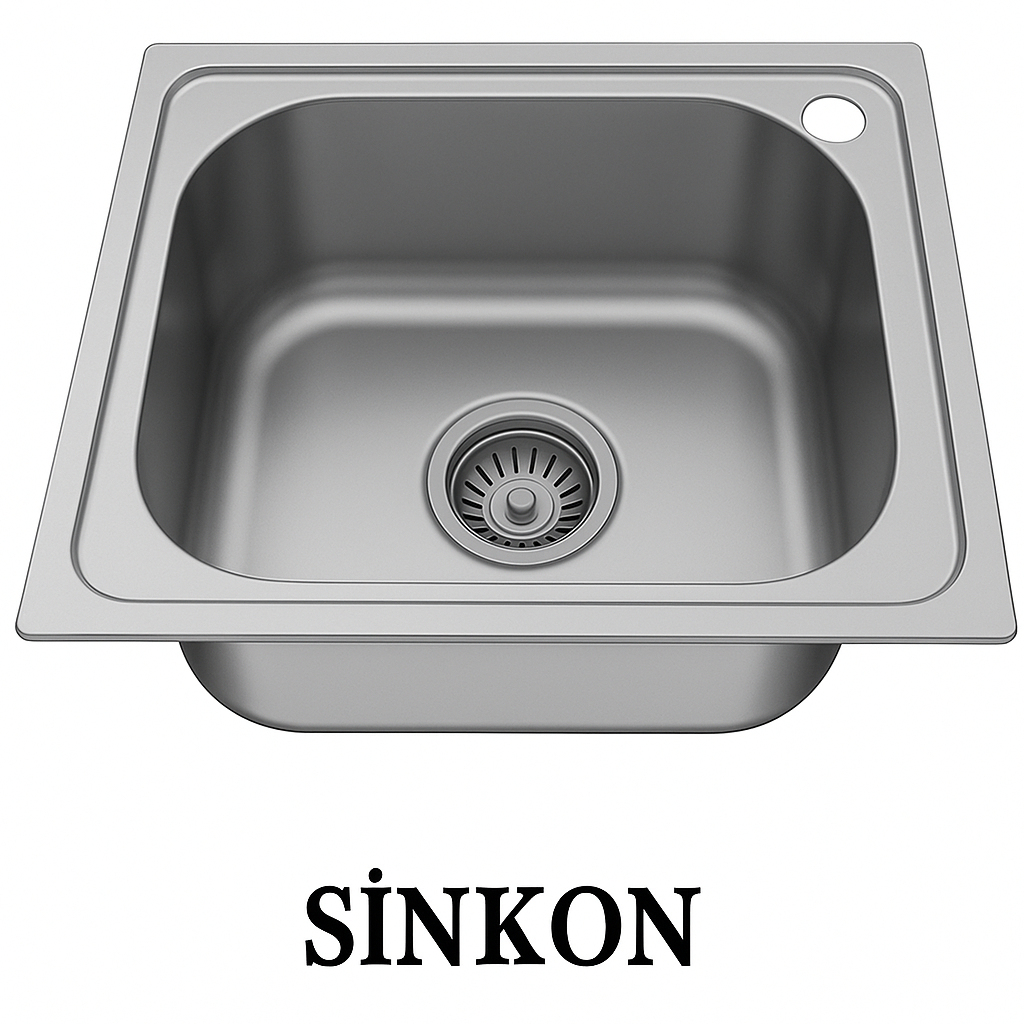 SİNKON Paslanmaz Tezgah Üstü Krom Evye 40X50 Sağ Delikli