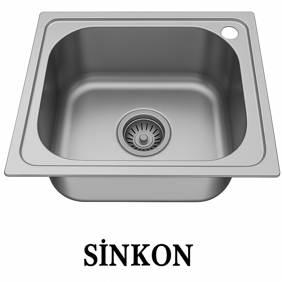 SİNKON Paslanmaz Tezgah Üstü Krom Evye 40X50 Sağ Delikli