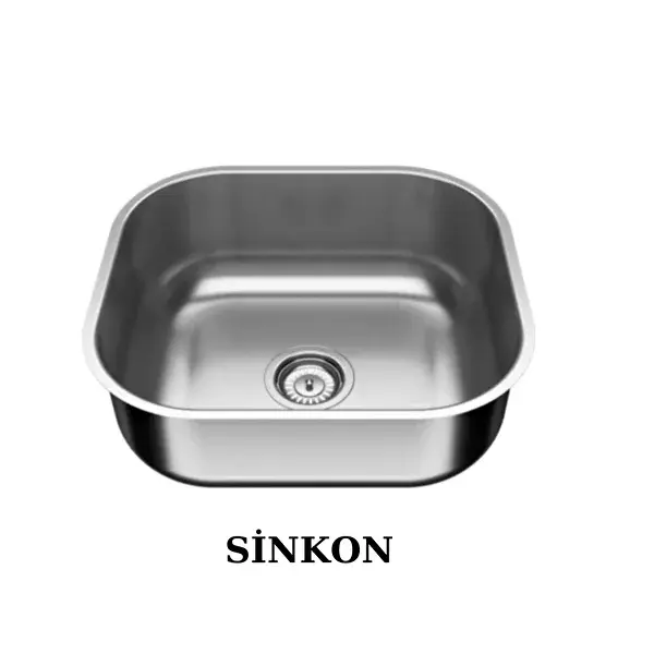 SİNKON 40x45 Tezgah Altı Evye Paslanmaz Krom Evye Büyük Sifon Dahildir