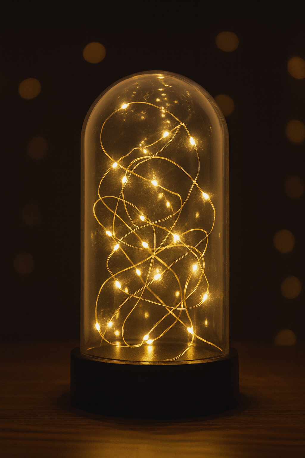 Led Işıklı Ters Fanus 3 Metre Peri Tel Gün Işığı Siyah Teraryum Dekoratif Fanus