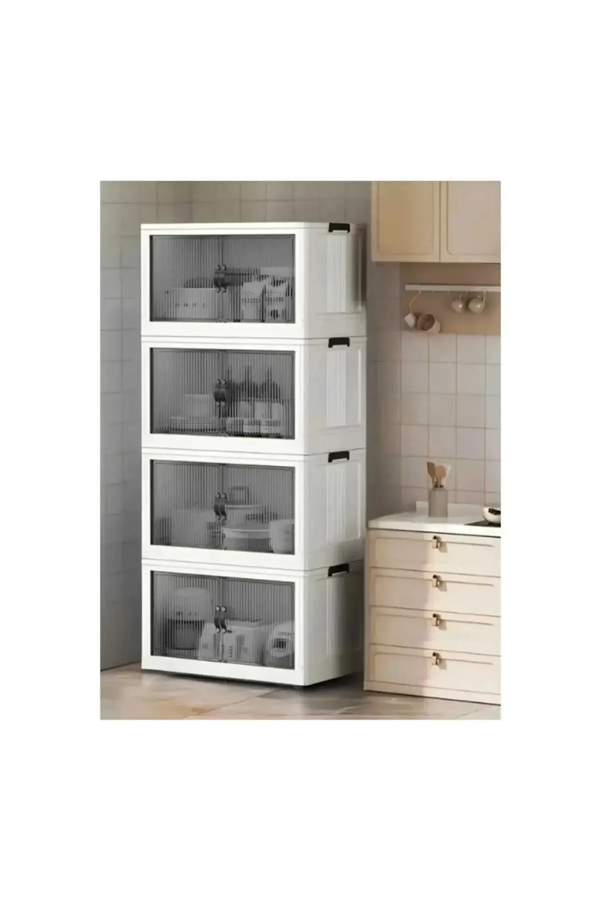 Barones 4 Katlı Katlanır Portatif Çok Amaçlı Raf Mutfak, Banyo, Balkon İçin Pratik Düzenleyici