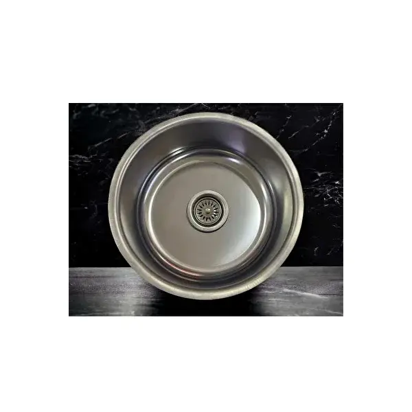 SİNKON Paslanmaz Krom Evye K-38 Krom Düz Evye Geniş Delikli Süzgeçli Sifon Dahildir