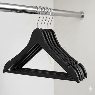 12 Adet Elbise Askısı Plastik Siyah Pantolon Ve Kıyafet Askısı