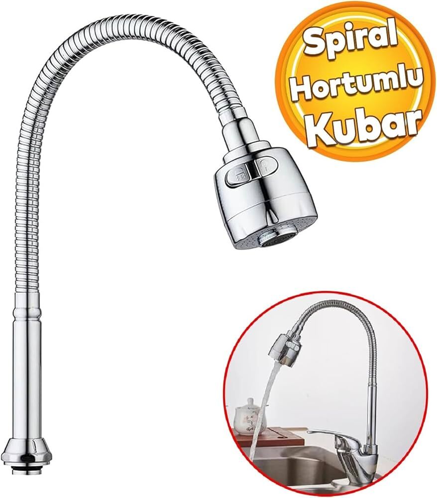 Oynar Başlıklı Spiral  Kubar Borusu Esnek Musluk Başlığı