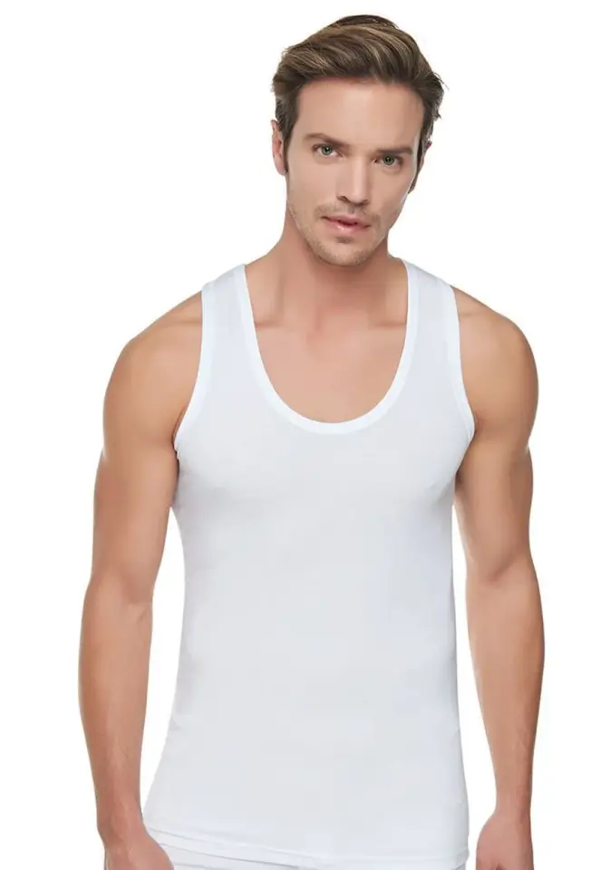 Tutku Erkek Beyaz 6'lı Paket Pamuklu Penye Atlet