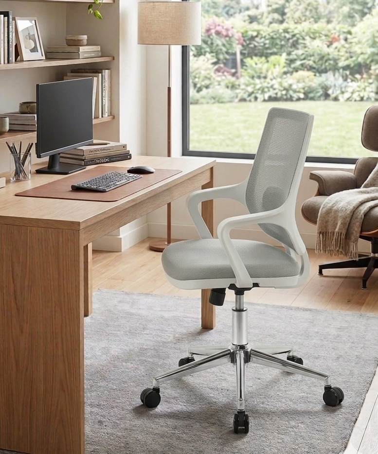 Yönetici Büro Koltuğu Konforlu Ofis Sandalyesi Beyaz Gri