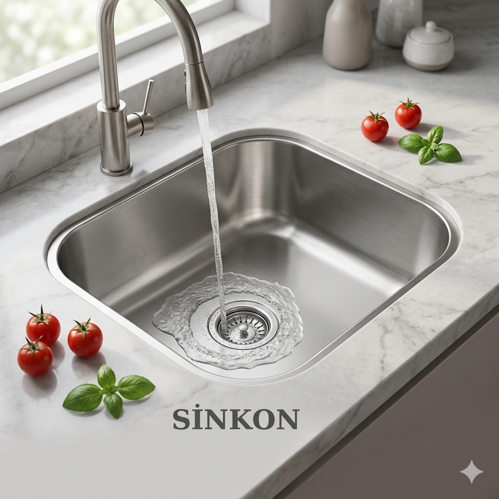 SİNKON 40x45 Paslanmaz Krom Evye Tezgah Altı Evye 430