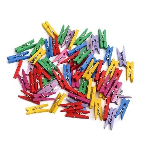 Renkli Ahşap Mini Mandal Dekoratif(1000Adet)