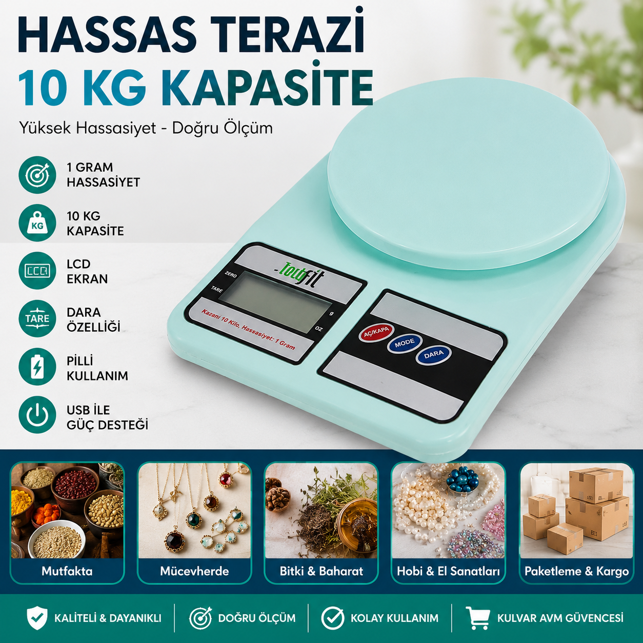 Hassas Mutfak Terazisi 10kg Hassas Tartı