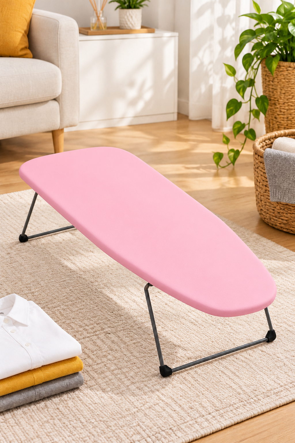 Mini Ütü Masası Taşınabilir Toptan Ütü Masası 30x75 (PEMBE)
