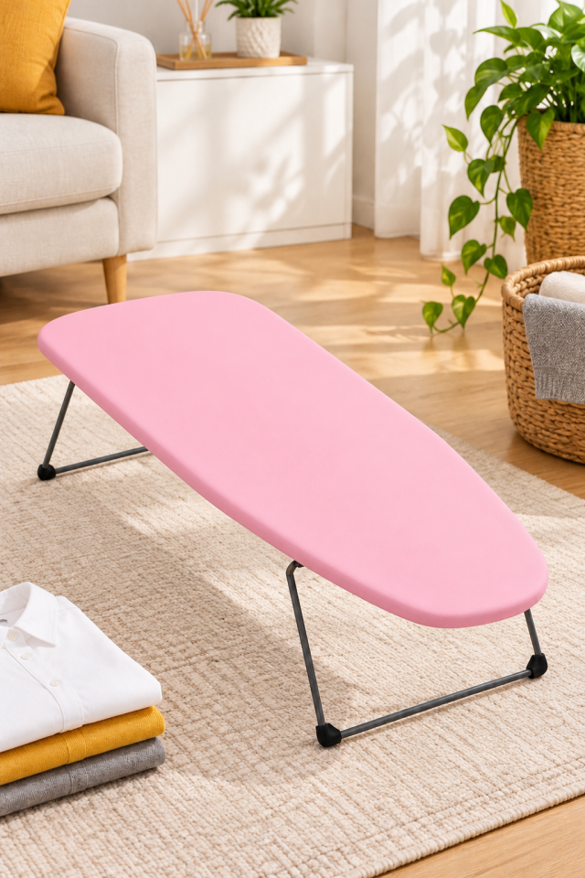 Mini Ütü Masası Taşınabilir Toptan Ütü Masası 30x75 (PEMBE)